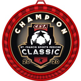 Soccer Medal with Custom Logo in Red Medal